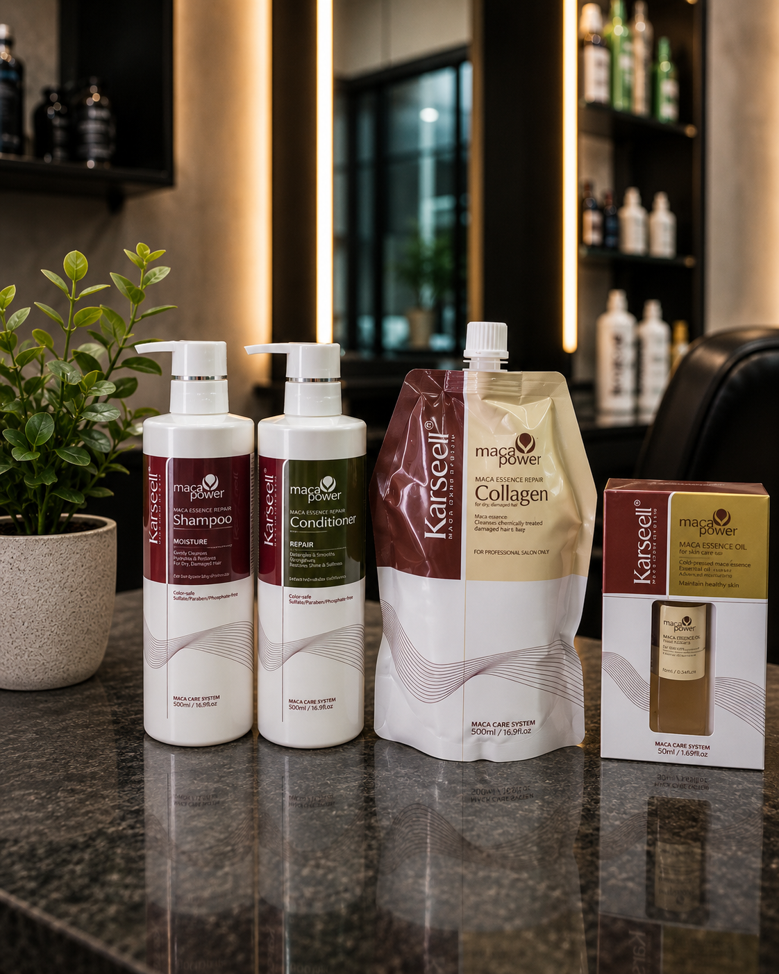 Karseell Shampoo, Conditioner, Collagen Treatment & Maca Essence Oil